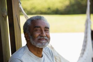 man learning about senior respite care