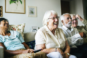 group of friends enjoying senior independent living homes