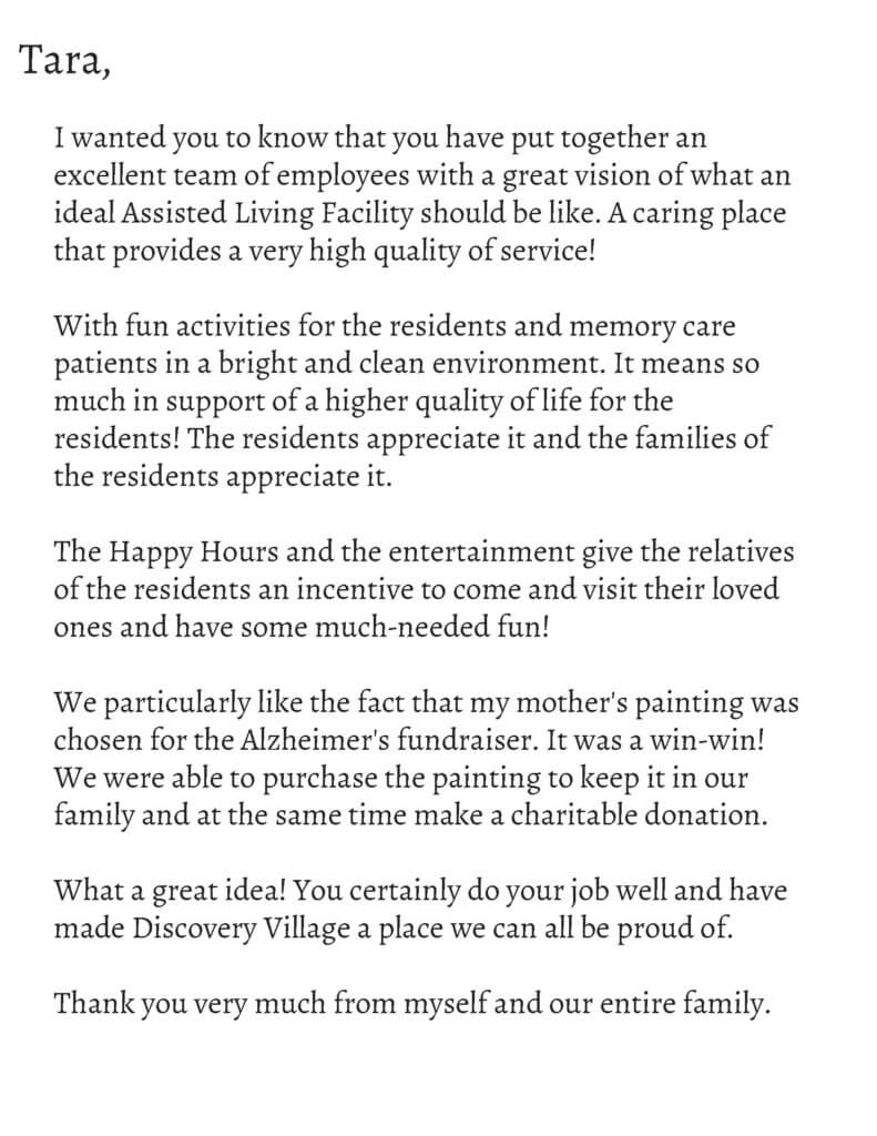 Discovery Village Letter
