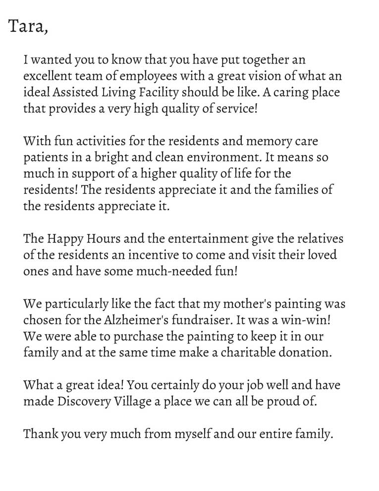 Discovery Village Letter